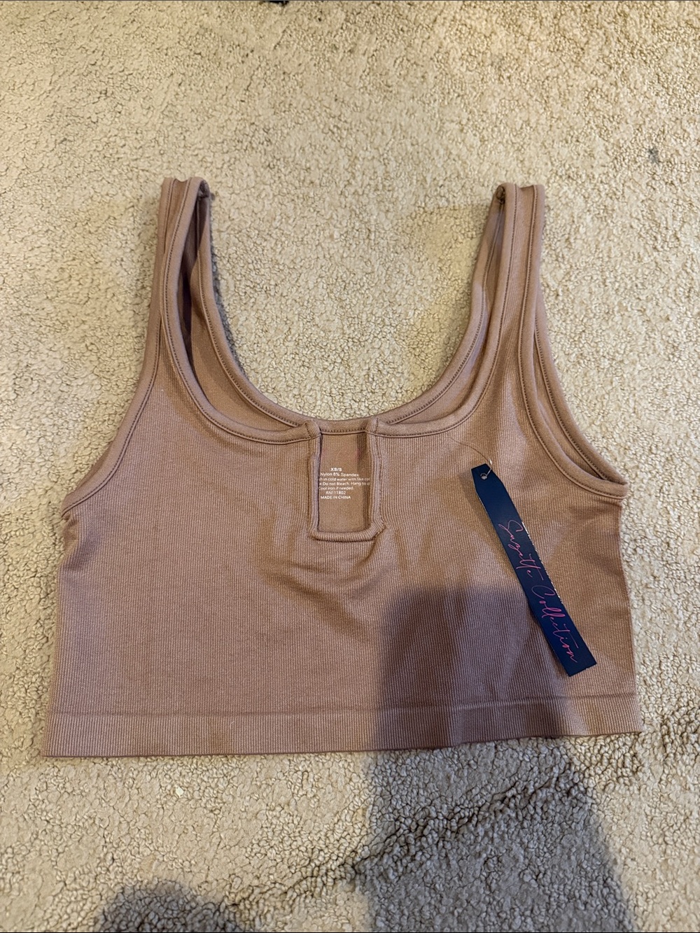 Suzette Everyday Ribbed Crop Tank Bra - Mauve